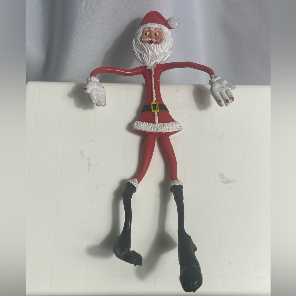 Vintage 1970s Fun World 10" Bendable Long Leg Santa Claus Christmas Toy Figure